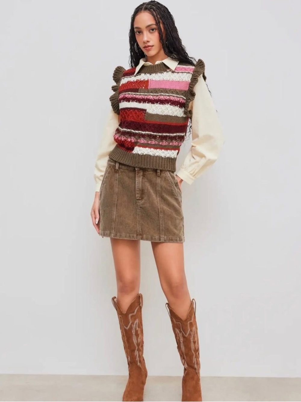Cider KNIT ROUND NECKLINE STRIPES SWEATER VEST XS nwt